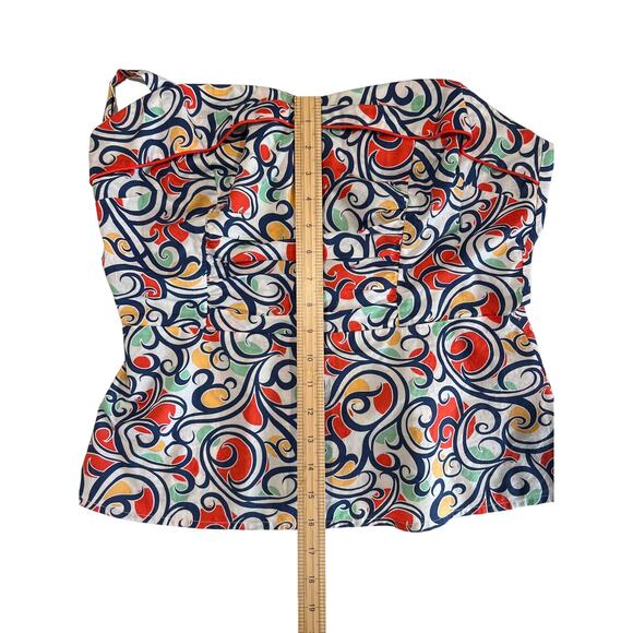 Cabi Whimsy Swirl White and Navy Structured Tank Women's Size 10 Whimsy 60s - Picture 10 of 10